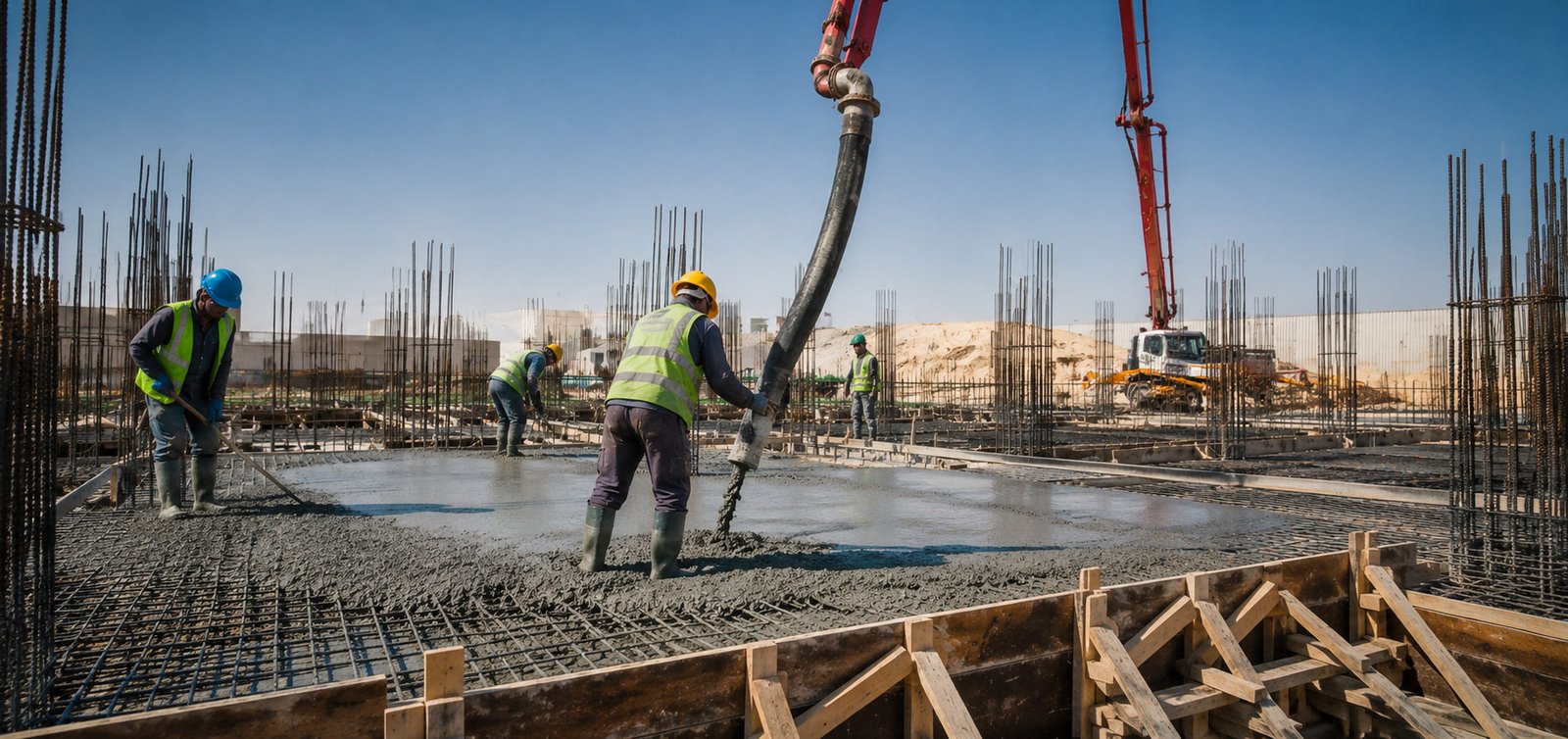 Blockwork and masonry construction at site
